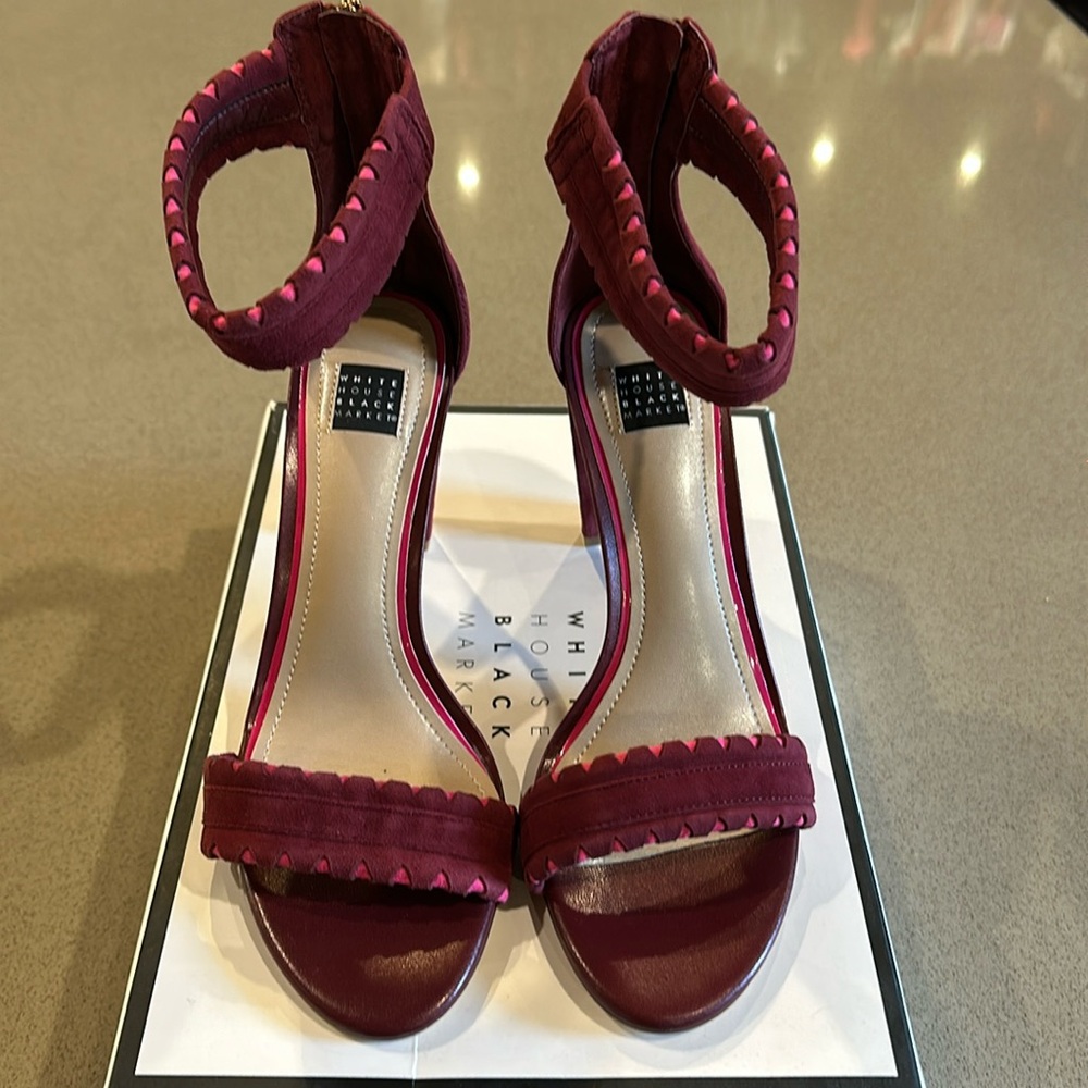WHBM Nathalie suede cutout sandals 8